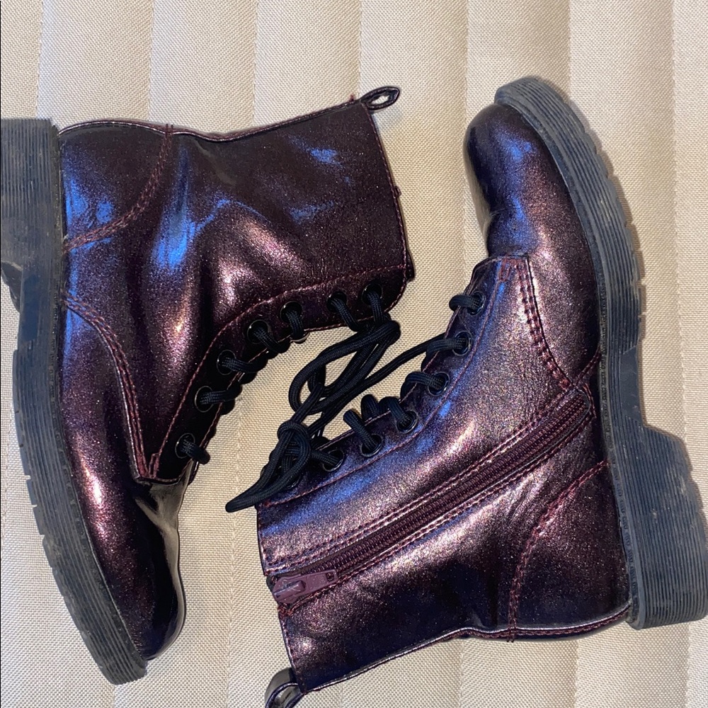 EUC Girls WONDER NATION Glitter Sparkly Purple Combat Boots 2